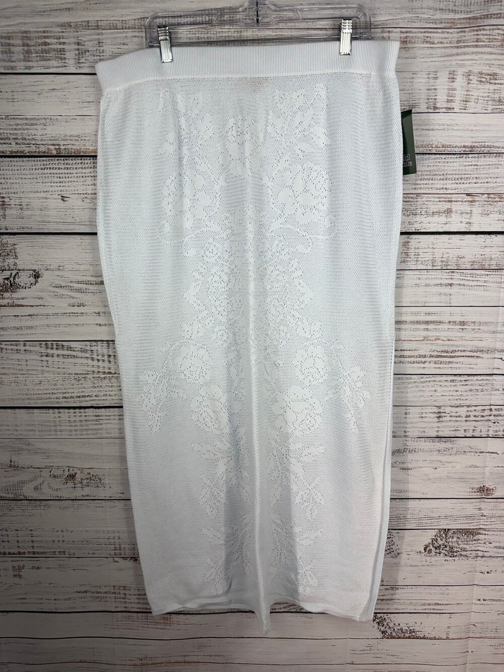 Wild Fable Light Blue Crochet Midi Skirt XXL Coastal Boho Chic NEW Slit Beachy